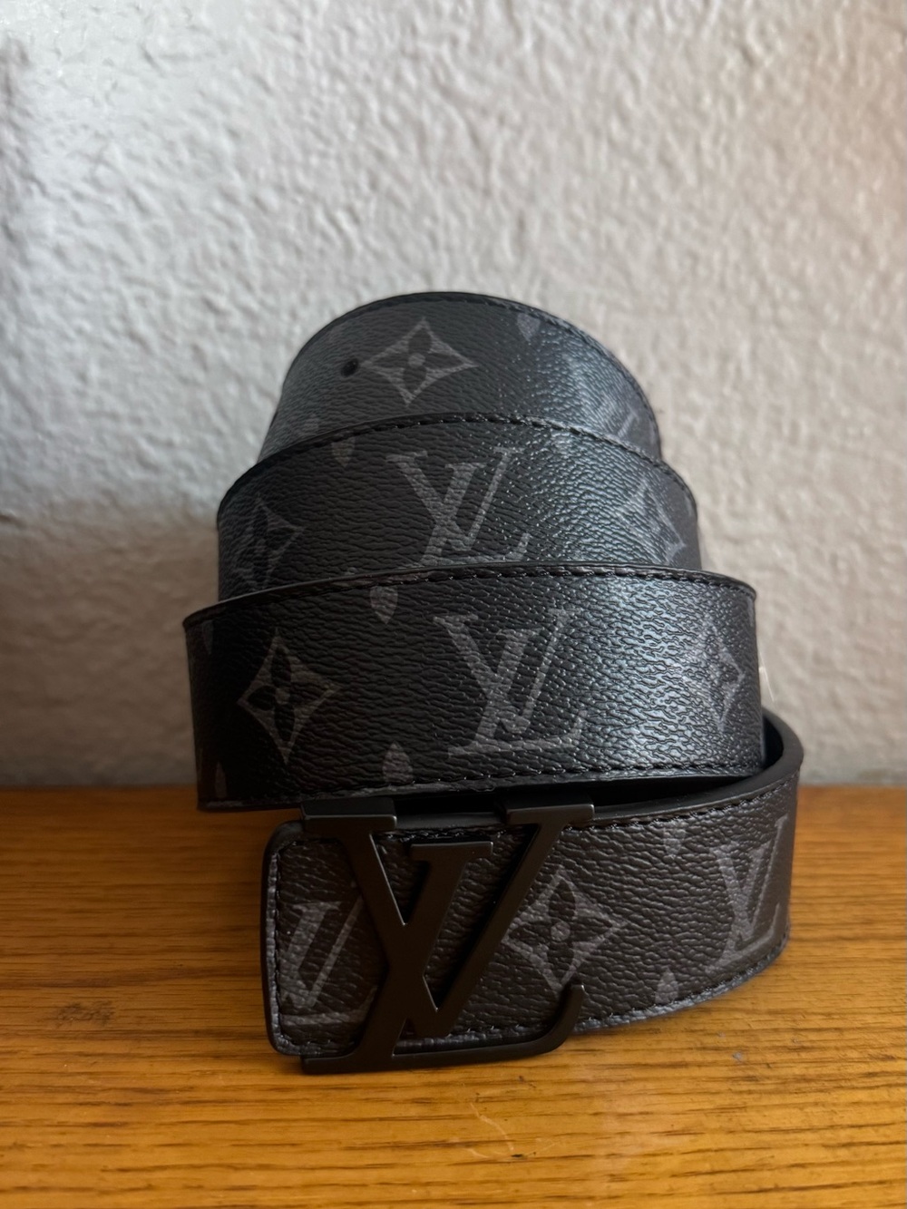 Louis Vuitton Black Monogram LV Buckle Men's Belt